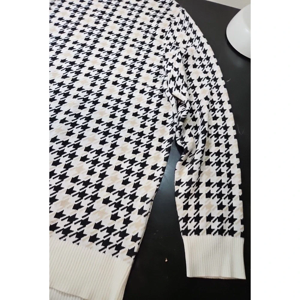 Shaquille O'Neal XLG Big‎ & Tall XXL Crew Pullover 2XL Sweater Houndstooth *EUC*